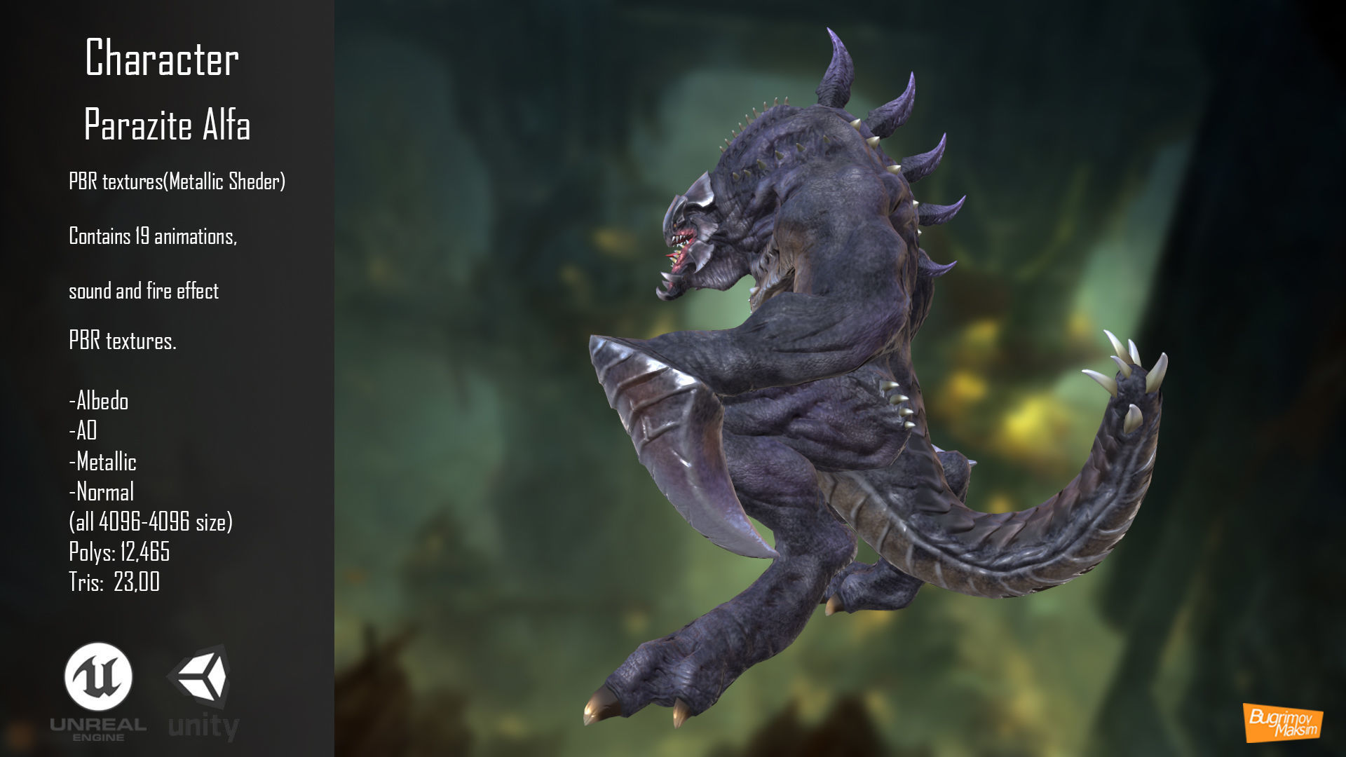 Character Parazite Alfa Low-poly 3D model_5