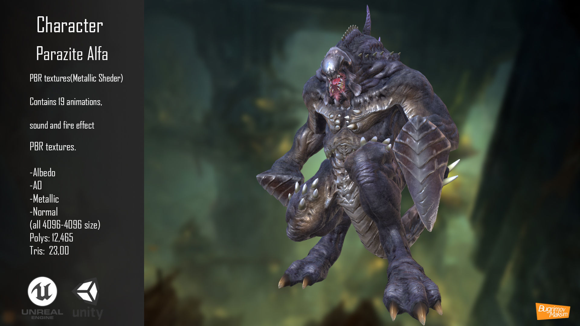 Character Parazite Alfa Low-poly 3D model_4