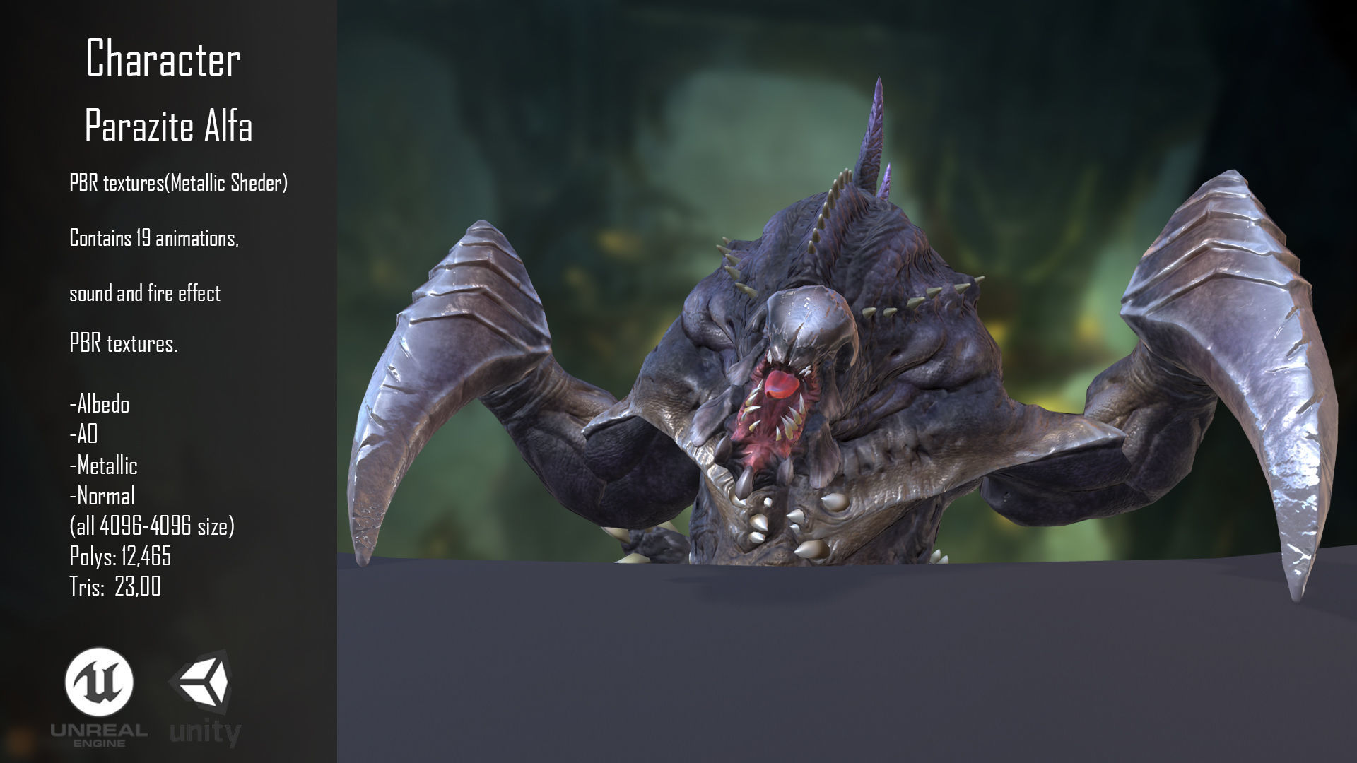 Character Parazite Alfa Low-poly 3D model_3