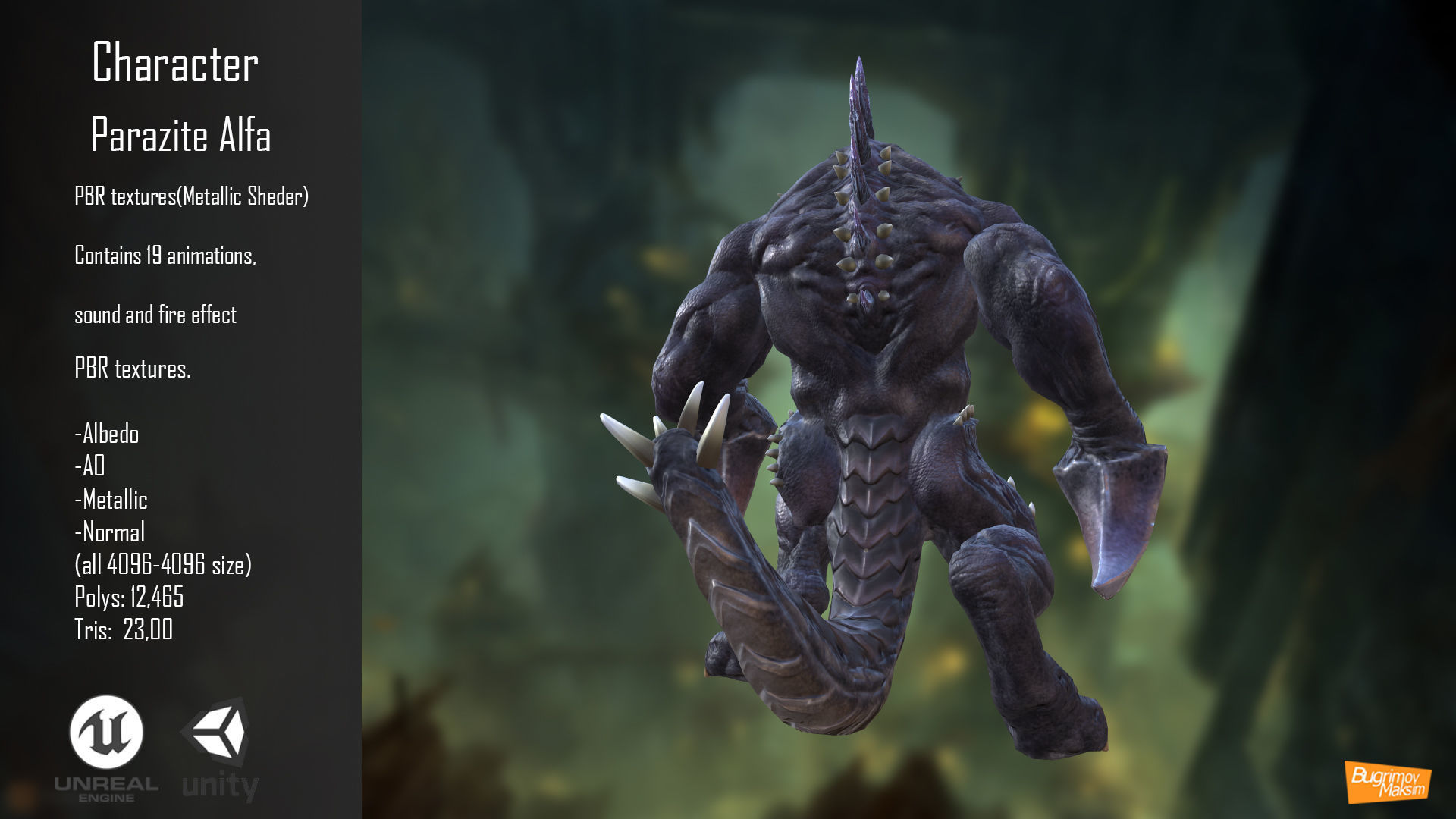 Character Parazite Alfa Low-poly 3D model_6