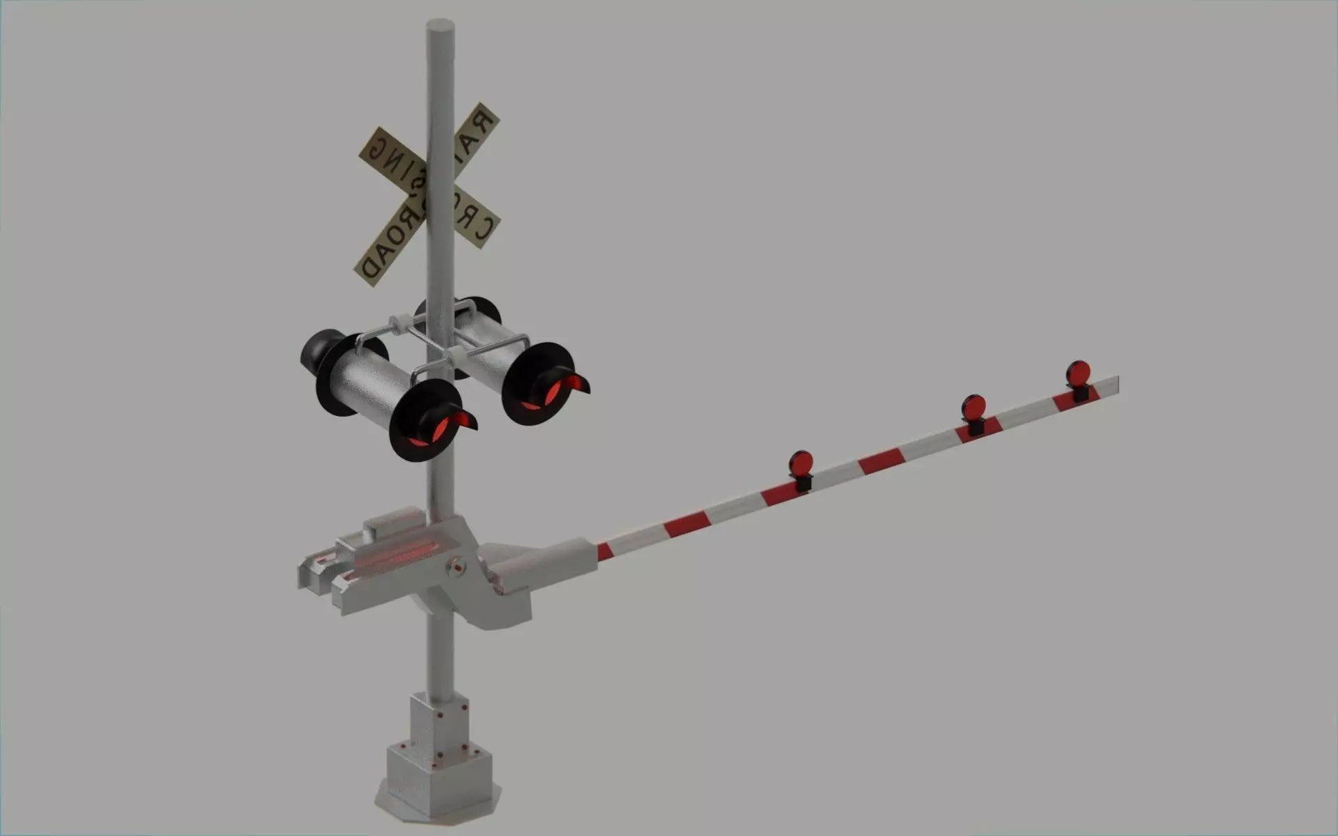 Level crossing - Railroad crossing with lights US Railway 3D model