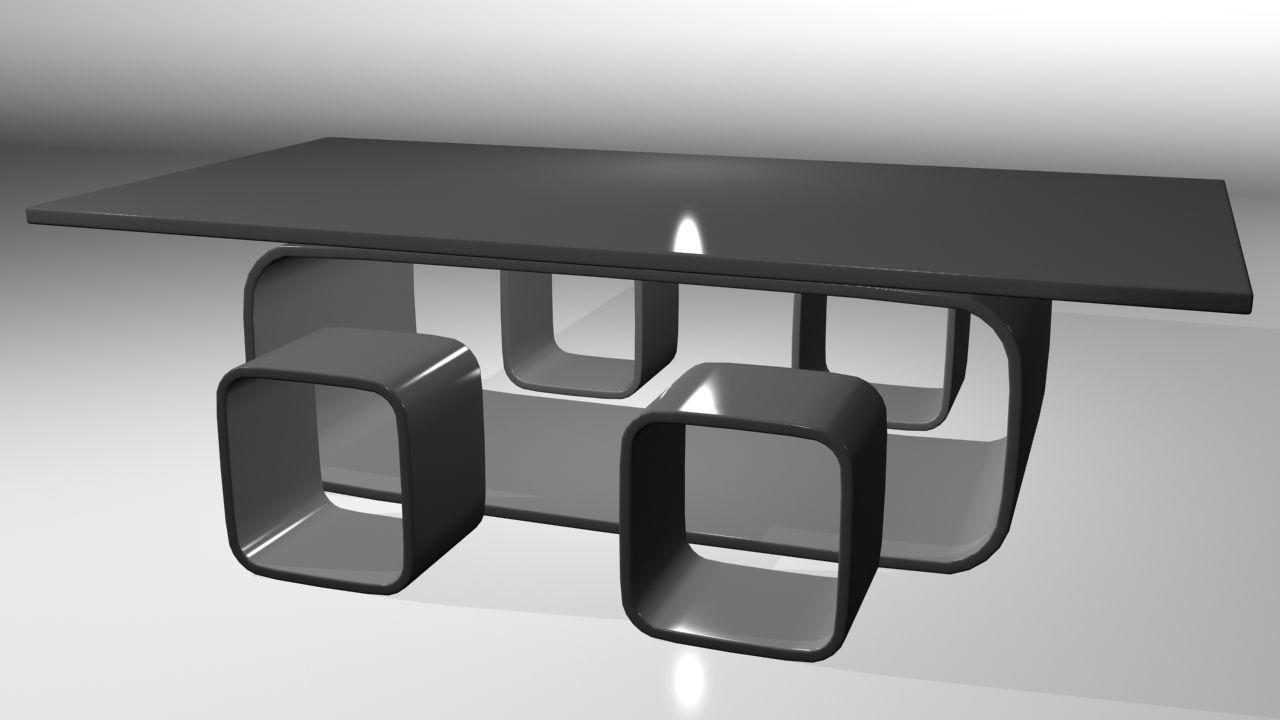 Modern Bar Table set 3D model_8