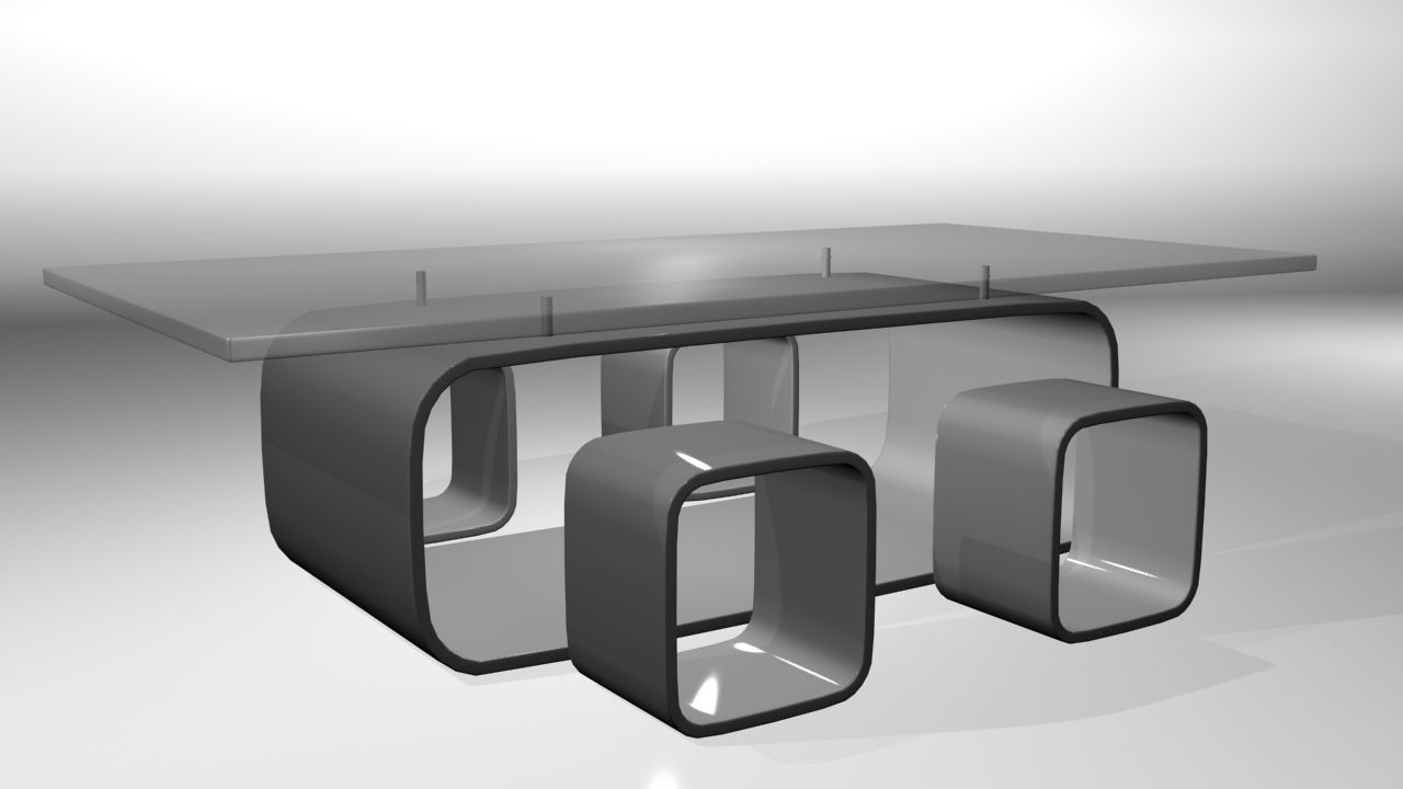 Modern Bar Table set 3D model_1