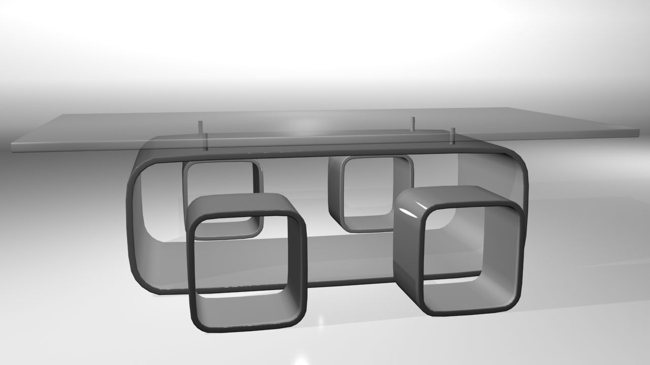 Modern Bar Table set 3D model_4