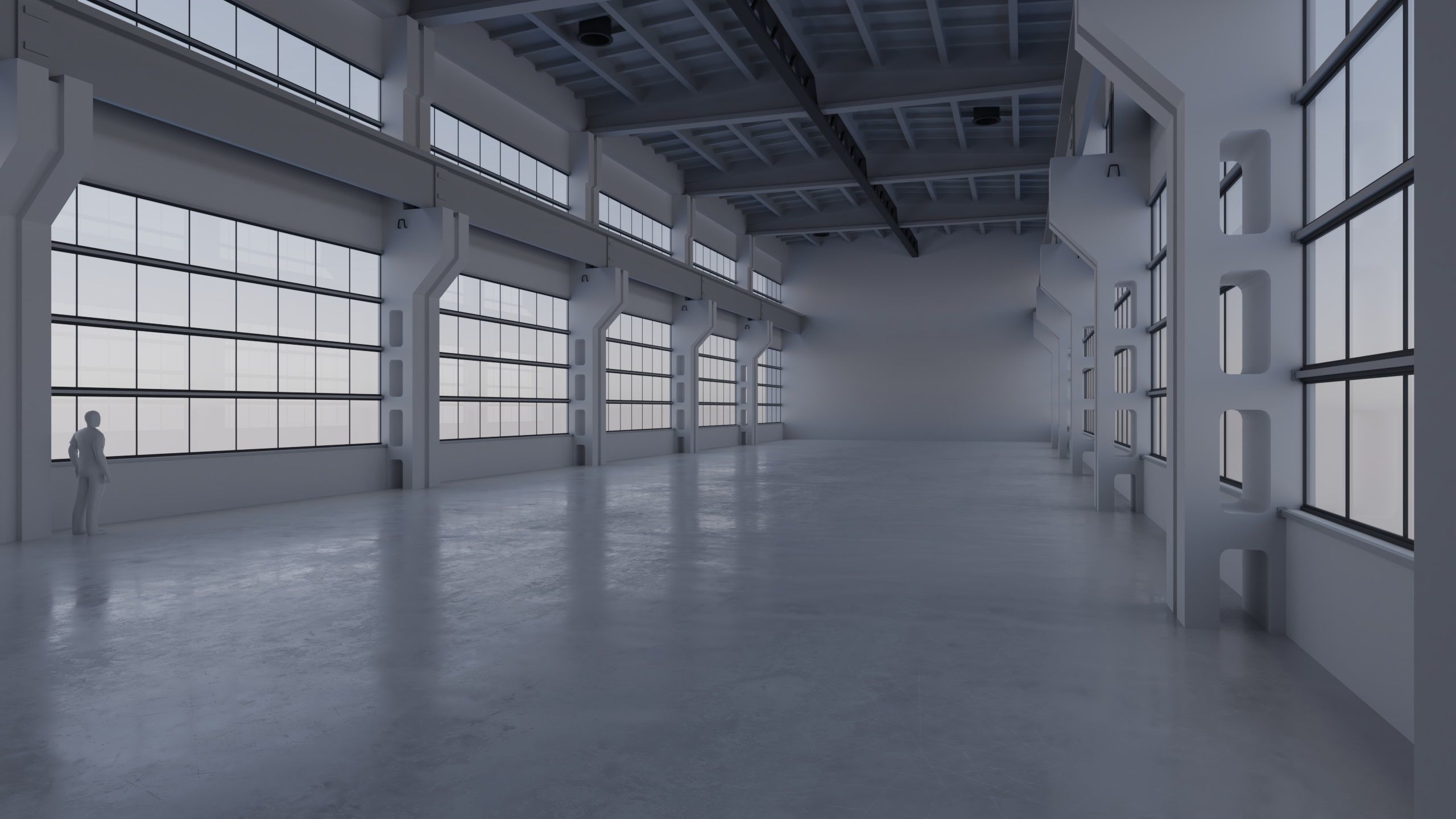 Factory Hall Interior 3 Low-poly 3D model_2
