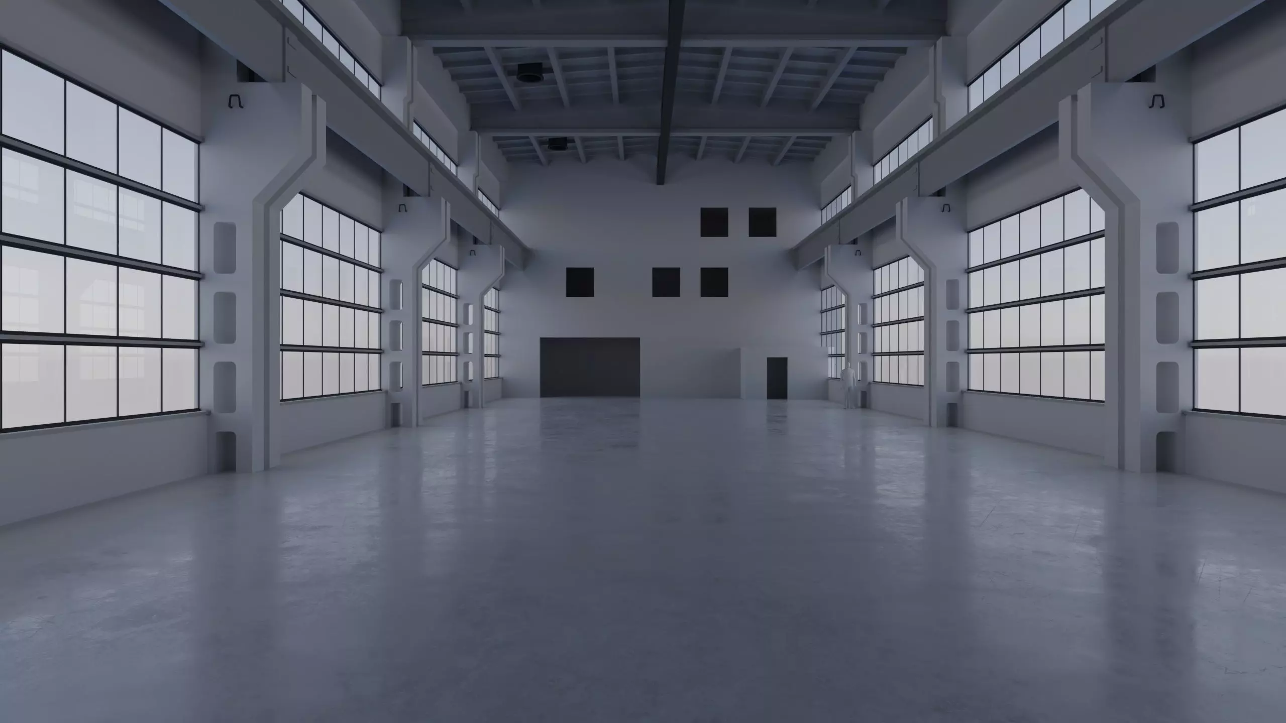 Factory Hall Interior 3 Low-poly 3D model_0