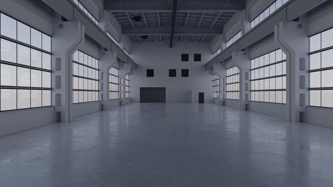Factory Hall Interior 3 Low-poly 3D model