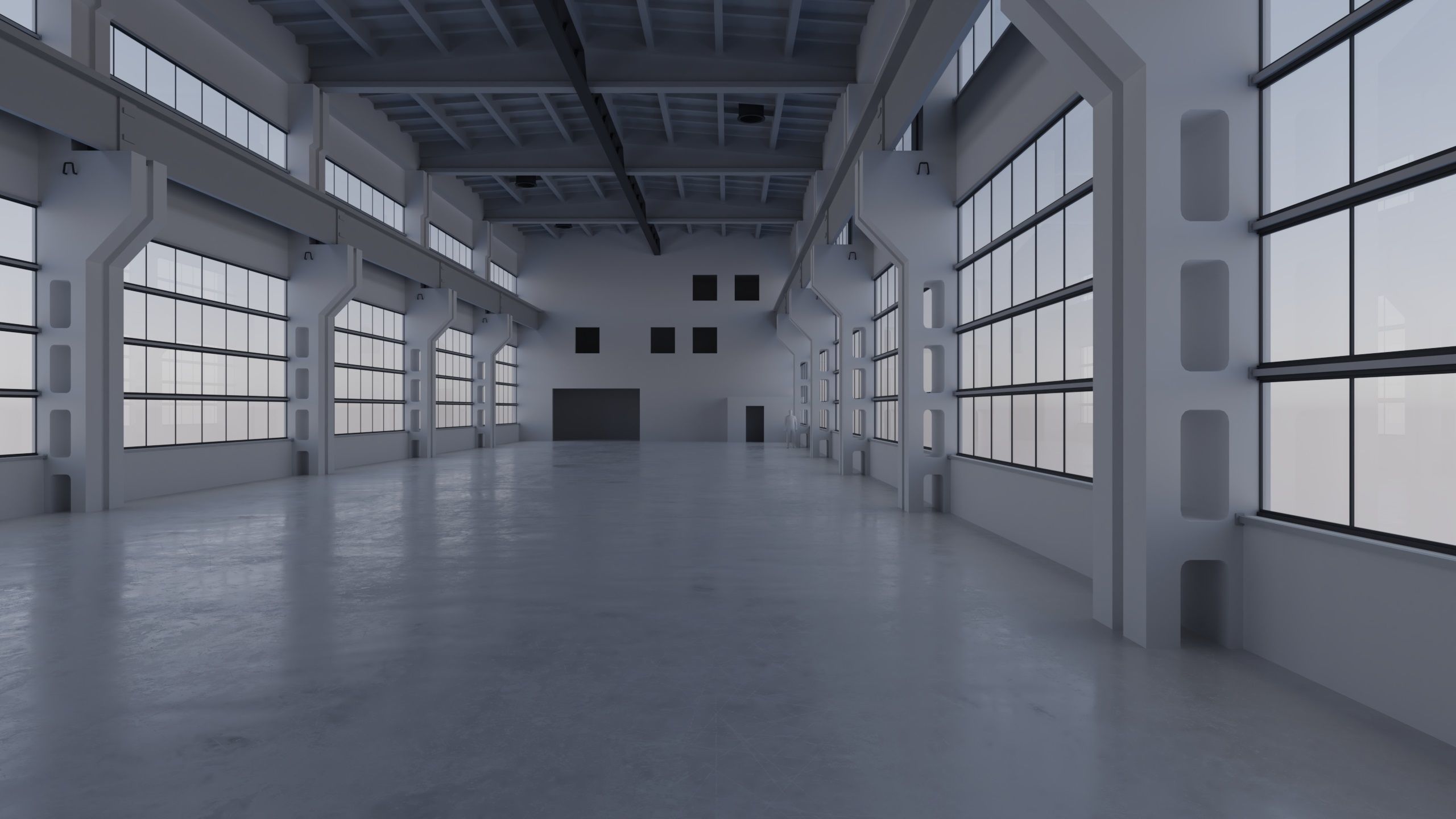 Factory Hall Interior 3 Low-poly 3D model_1