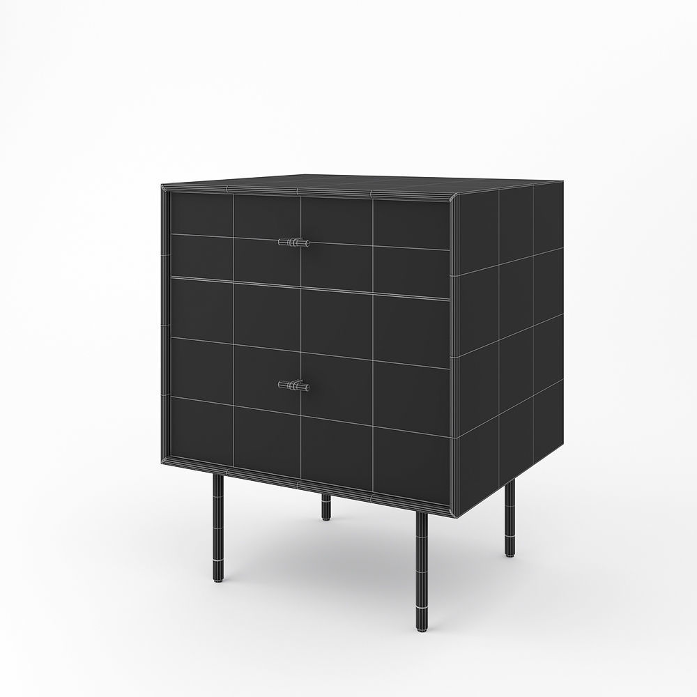 West Elm Modernist Wood  Lacquer Nightstand  Winter Wood 3D model_4