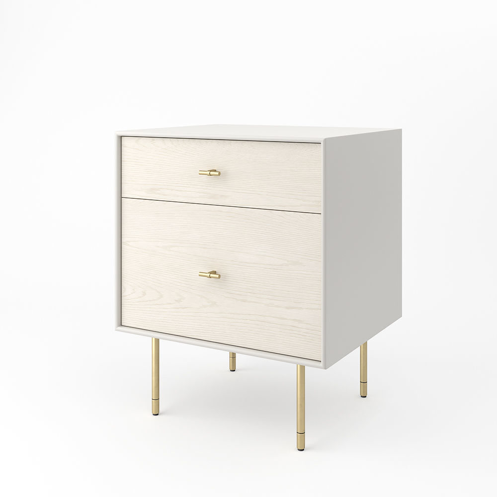 West Elm Modernist Wood  Lacquer Nightstand  Winter Wood 3D model_1