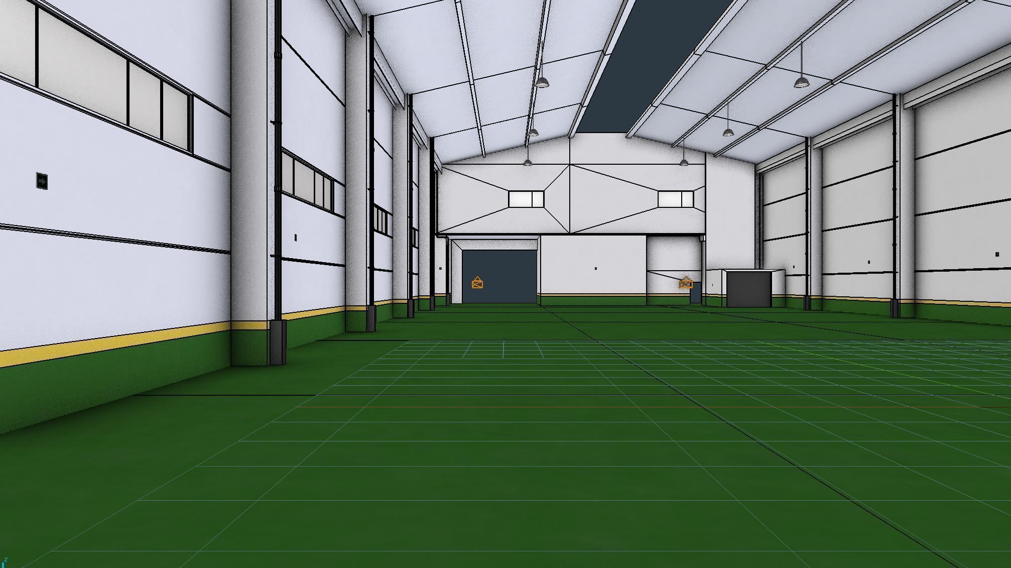 Factory Hall Interior 4 Low-poly 3D model_4