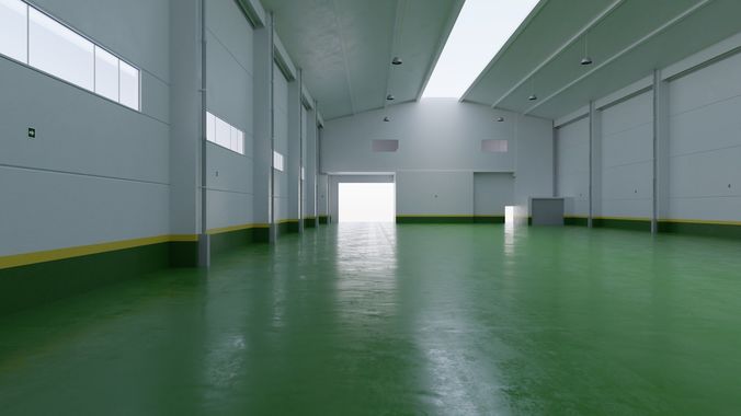 Factory Hall Interior 4 Low-poly 3D model