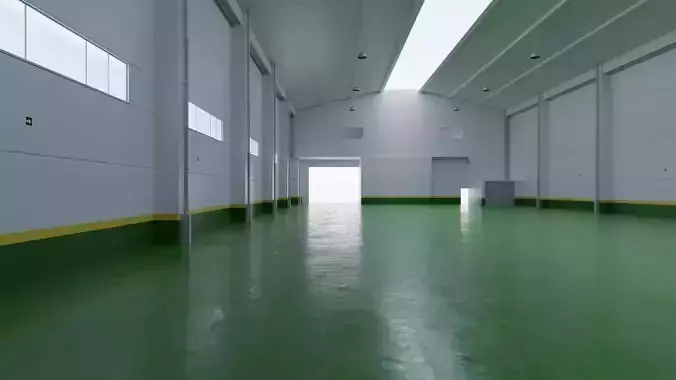Factory Hall Interior 4 Low-poly 3D model