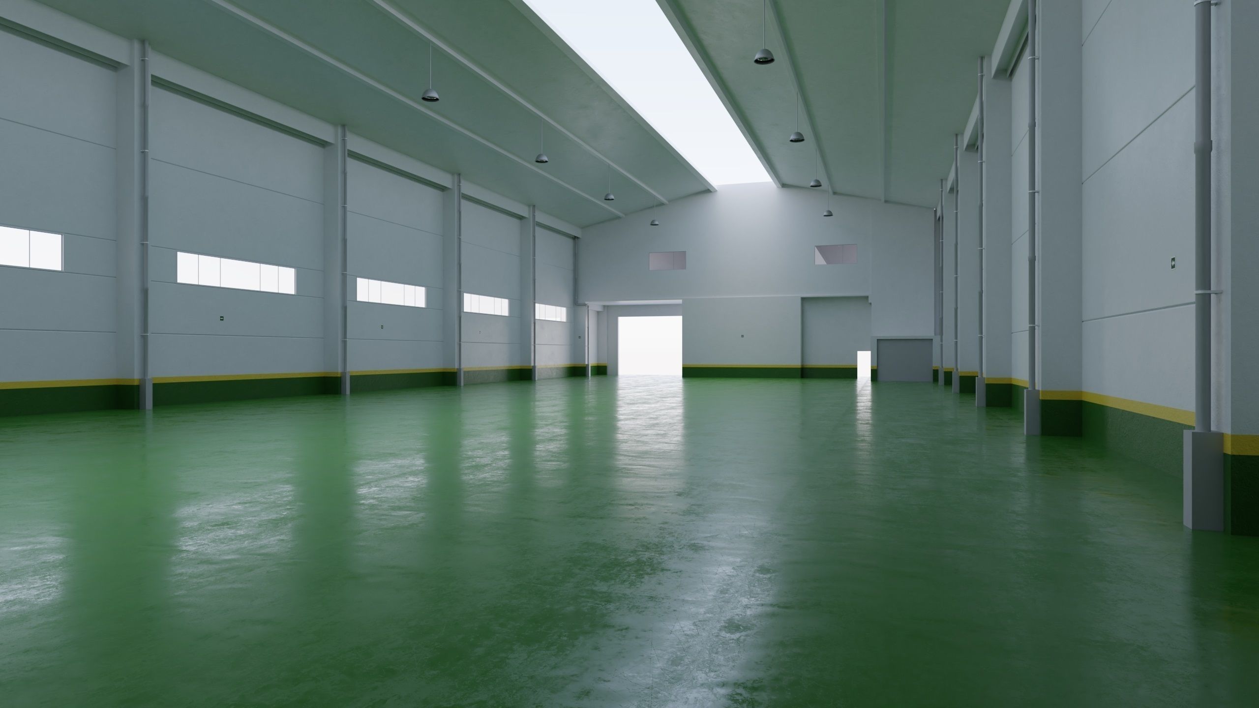 Factory Hall Interior 4 Low-poly 3D model_1