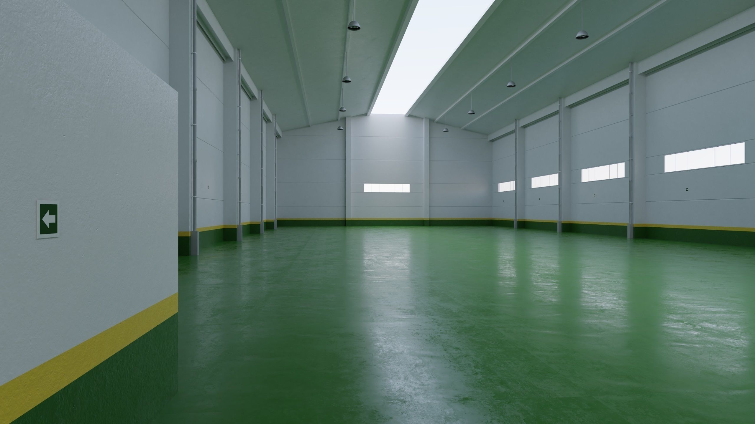 Factory Hall Interior 4 Low-poly 3D model_3