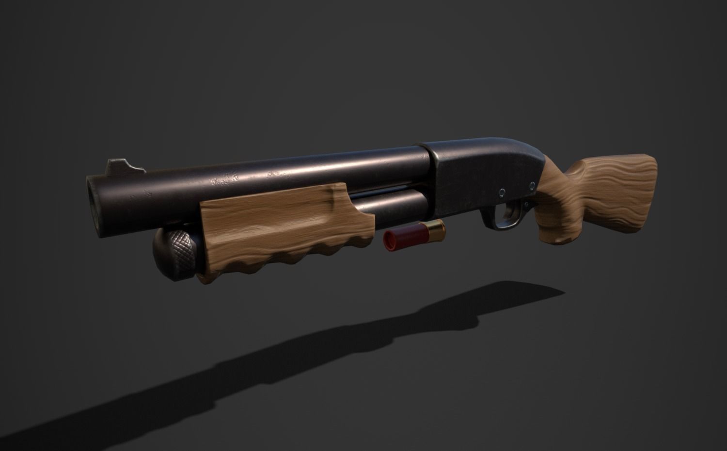 Stylized Shotgun Low-poly 3D model_3