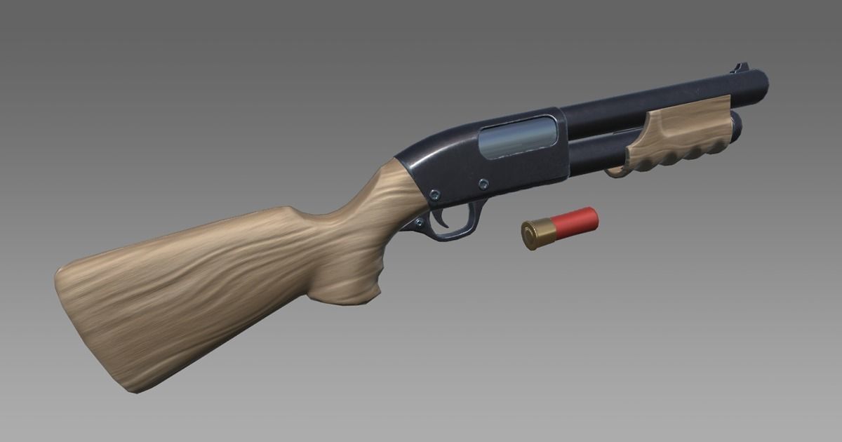 Stylized Shotgun Low-poly 3D model_0