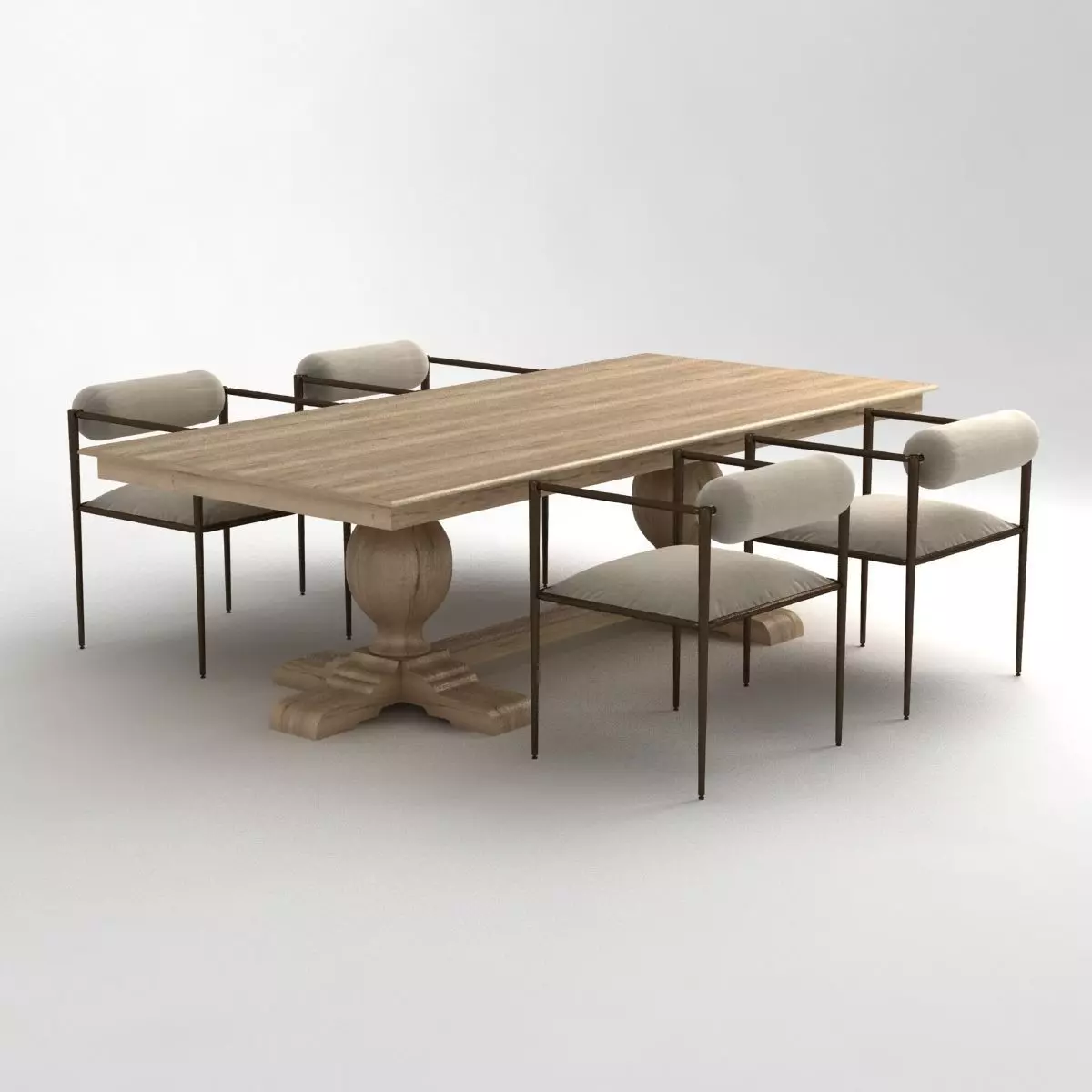 arteriors barbara chair French and Urn rh table 3D model_0