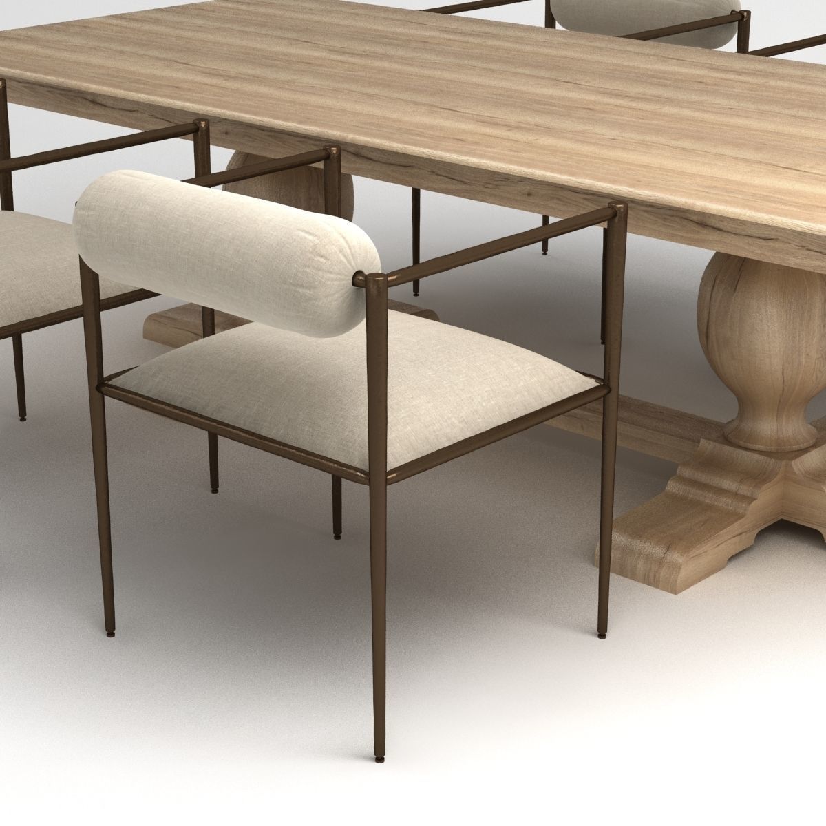 arteriors barbara chair French and Urn rh table 3D model_2