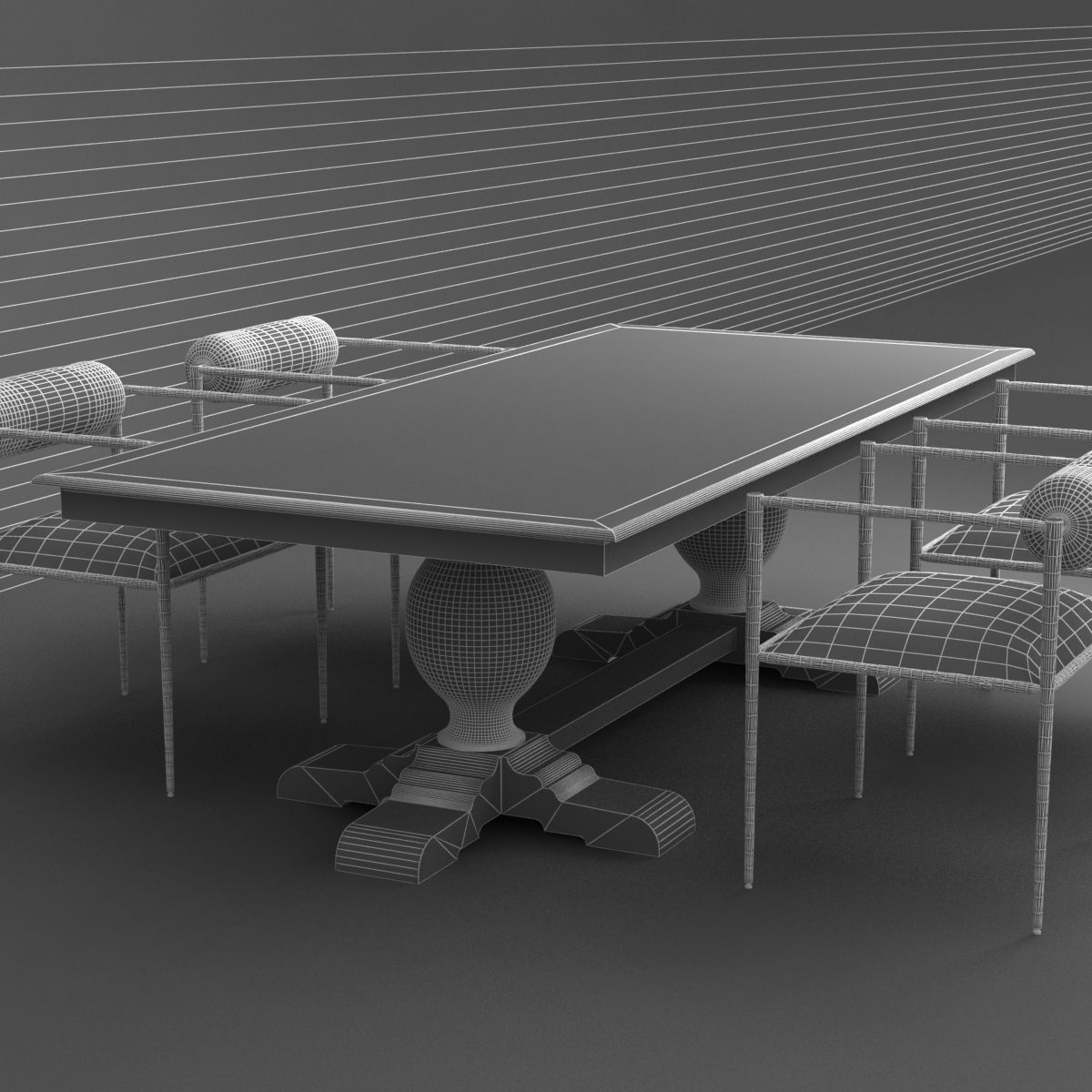 arteriors barbara chair French and Urn rh table 3D model_9