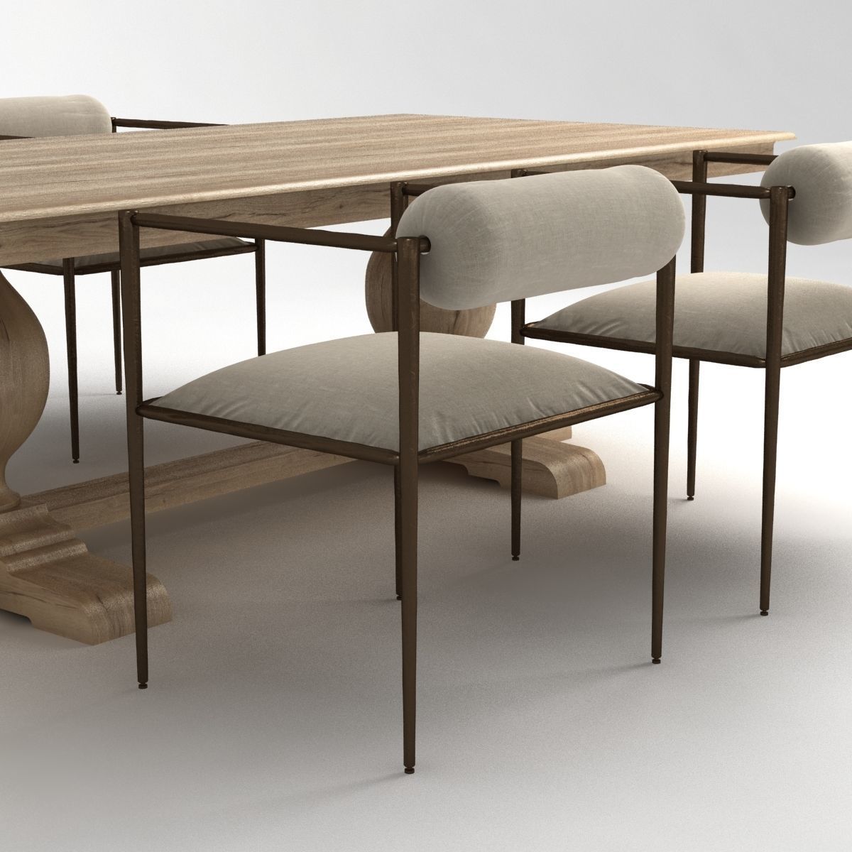 arteriors barbara chair French and Urn rh table 3D model_4