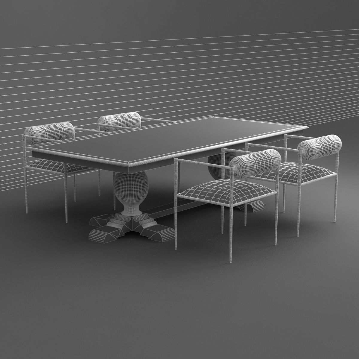 arteriors barbara chair French and Urn rh table 3D model_8