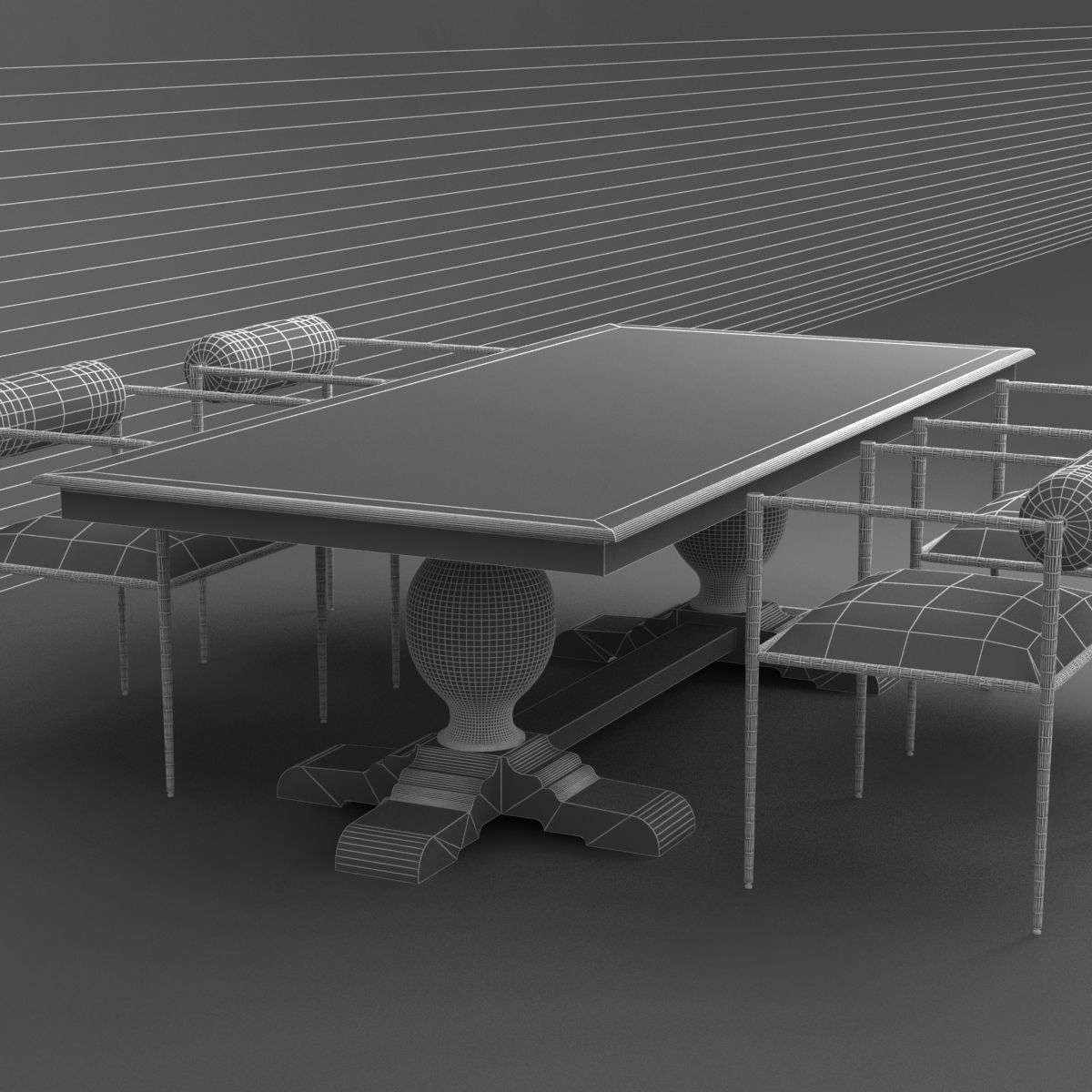 arteriors barbara chair French and Urn rh table 3D model_11