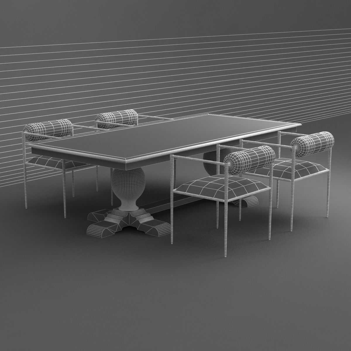 arteriors barbara chair French and Urn rh table 3D model_10