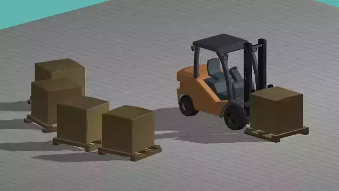 low polly forklift