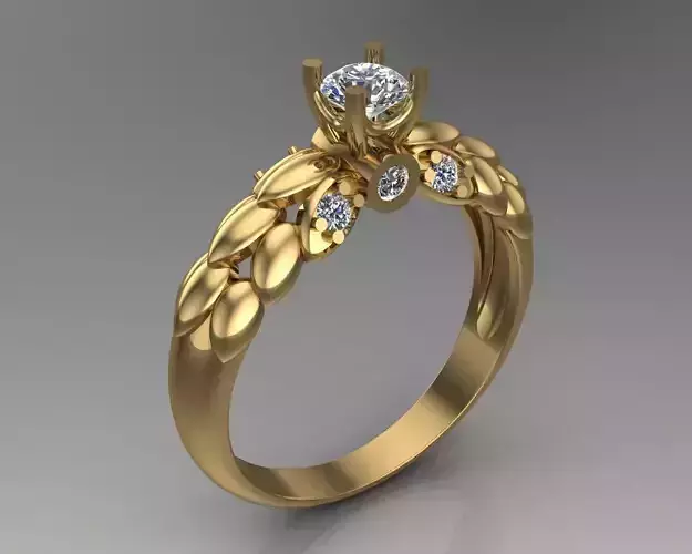 Ring 2 gold engagement with diamonds