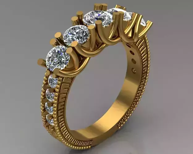 Ring 3 gold diamond with three stones