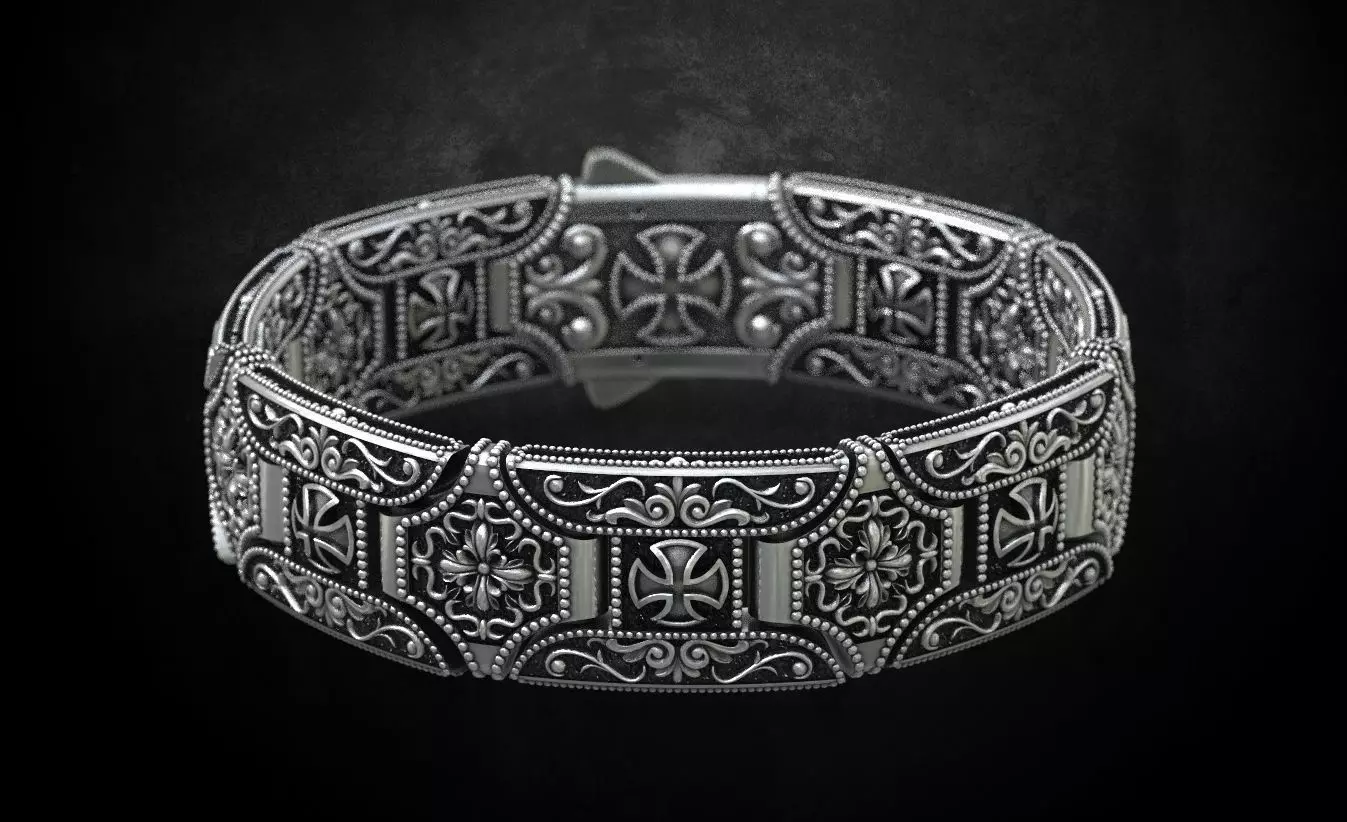 Stylish bracelet in silver with a cross 265 3D print model