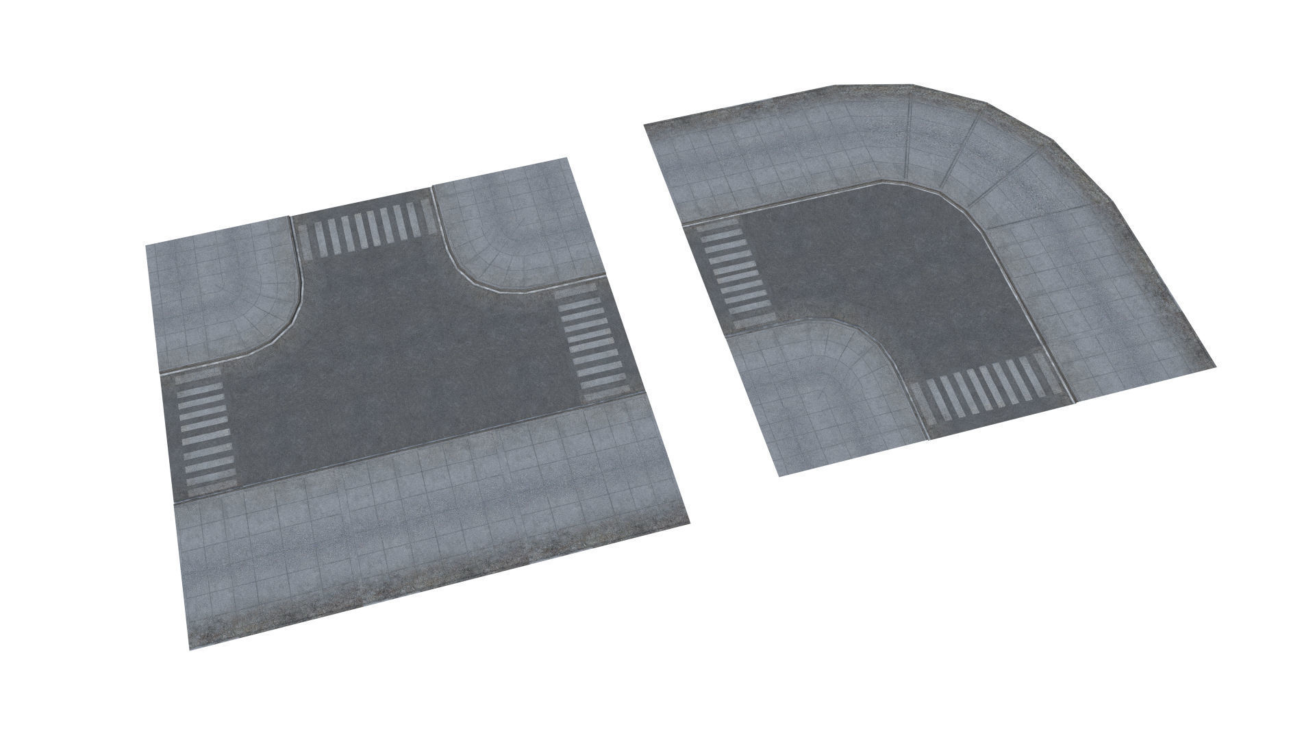 Town Roads Construction Kit Low-poly 3D model_3