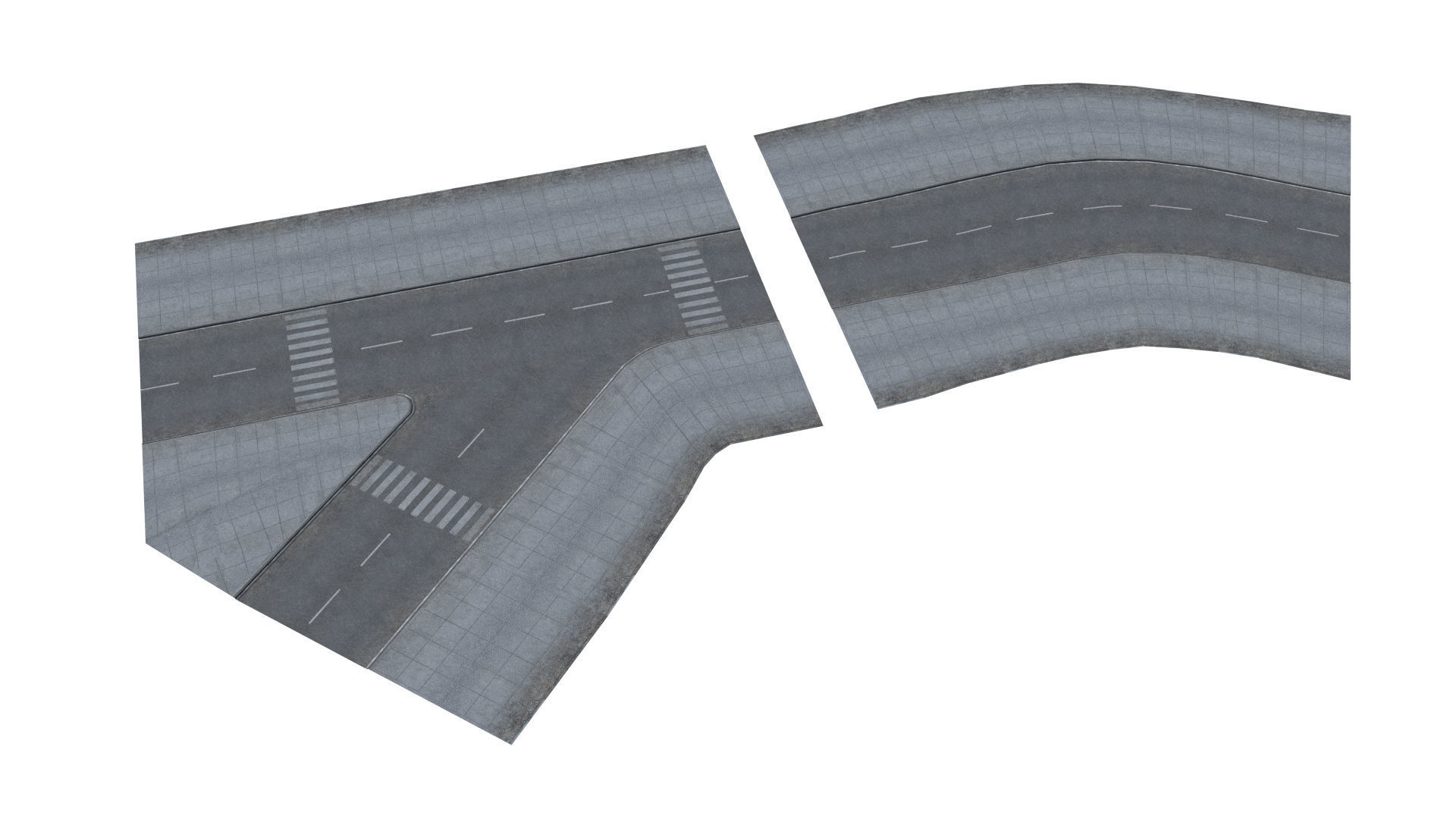 Town Roads Construction Kit Low-poly 3D model_4