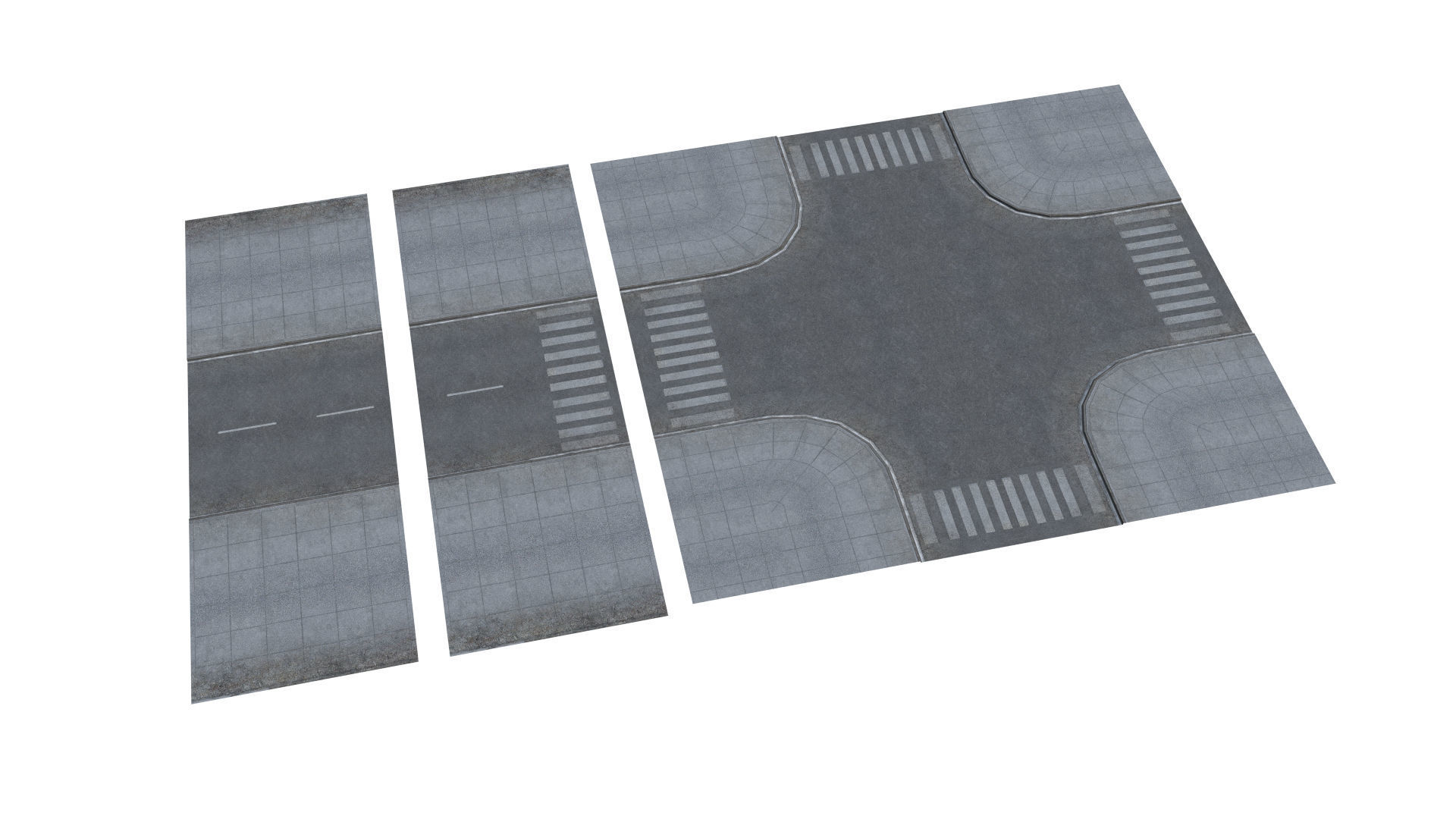 Town Roads Construction Kit Low-poly 3D model_2