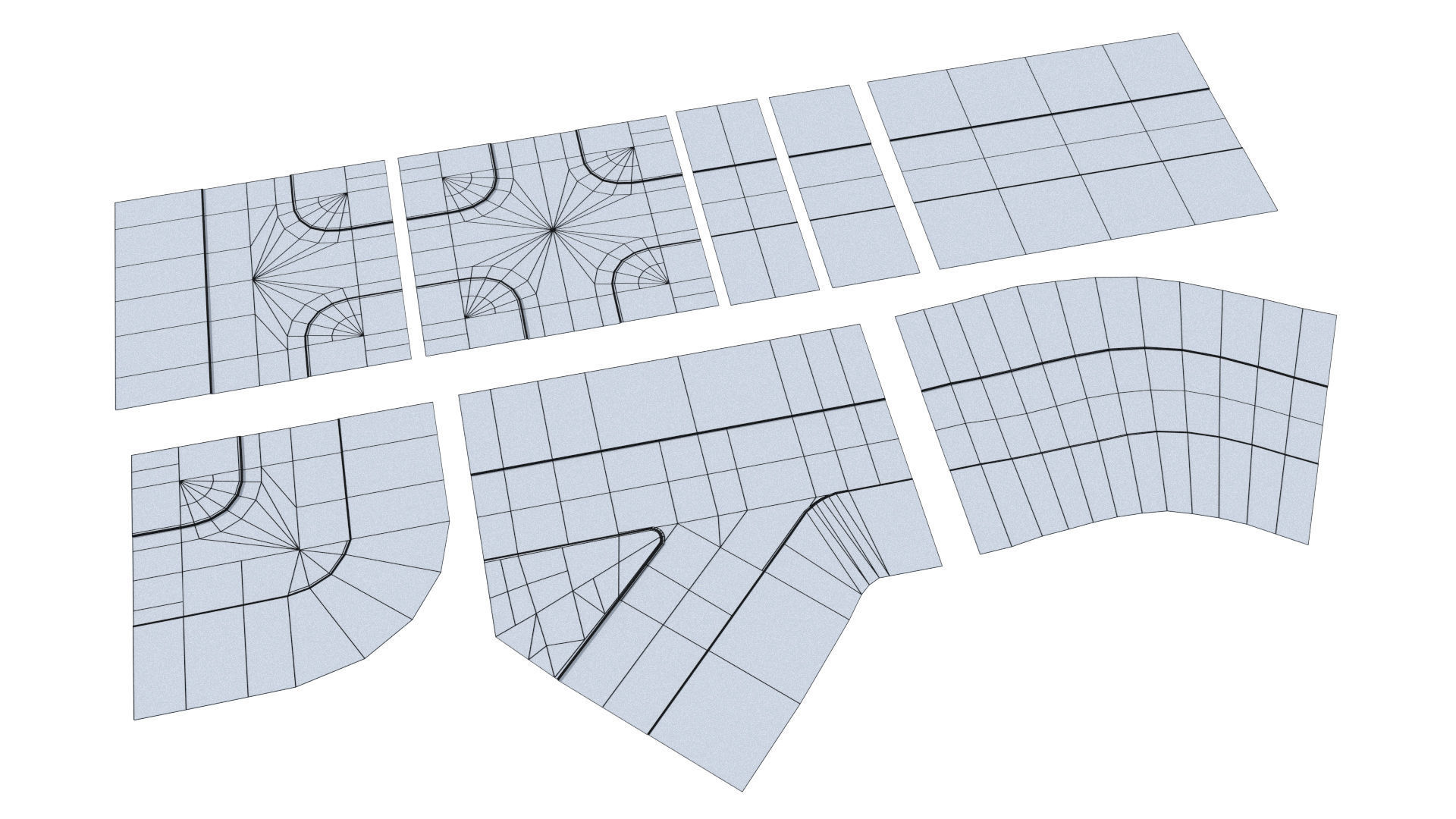 Town Roads Construction Kit Low-poly 3D model_5