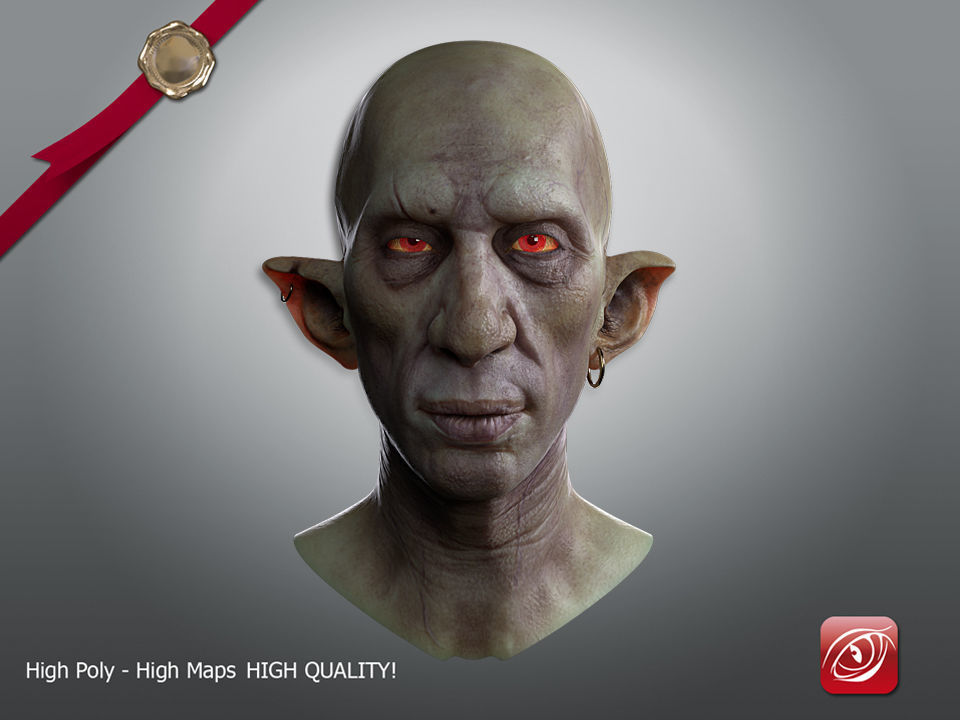 Free Goblin 3d model Face Free low-poly 3D model_7