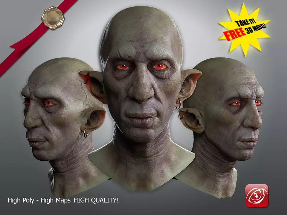 Free Goblin 3d model Face Free low-poly 3D model_0