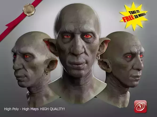 Free Goblin 3d model Face Free low-poly 3D model