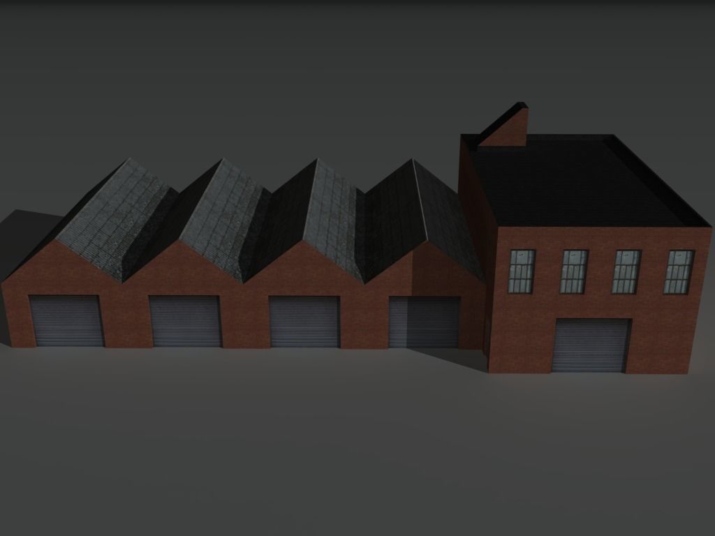 Factory Building Set 2 Low-poly 3D model_16