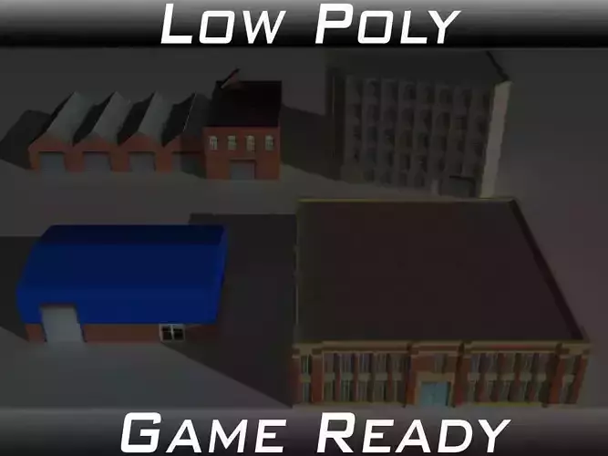 Factory Building Set 2 Low-poly 3D model
