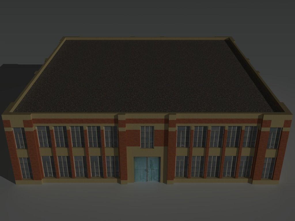 Factory Building Set 2 Low-poly 3D model_6