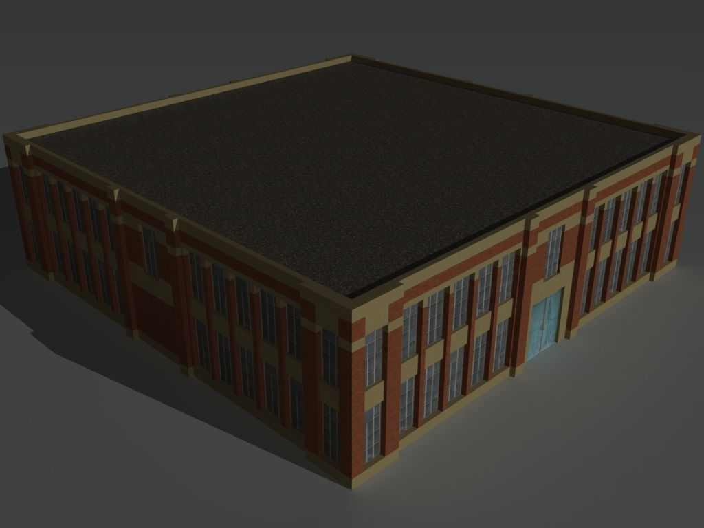 Factory Building Set 2 Low-poly 3D model_7