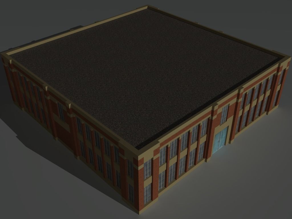Factory Building Set 2 Low-poly 3D model_10