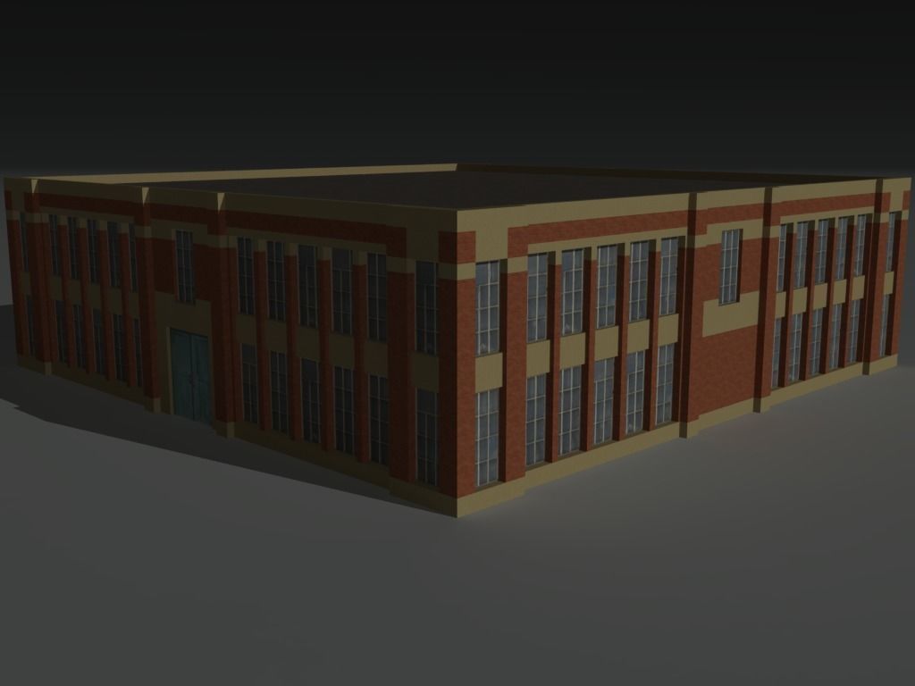 Factory Building Set 2 Low-poly 3D model_8