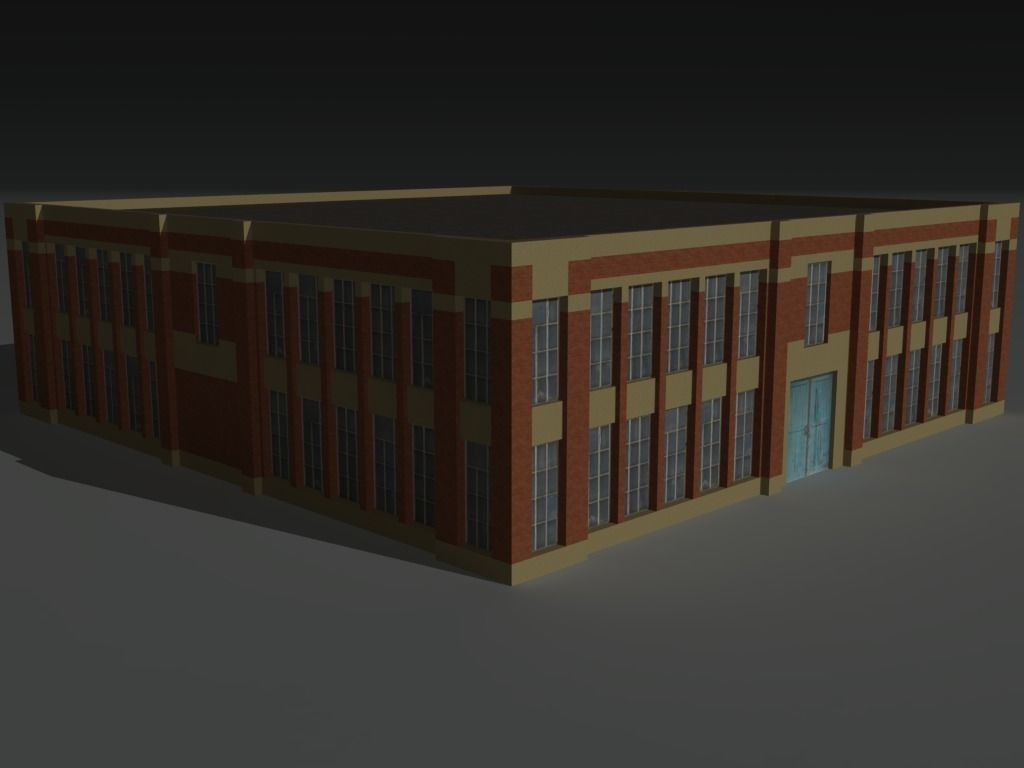 Factory Building Set 2 Low-poly 3D model_9
