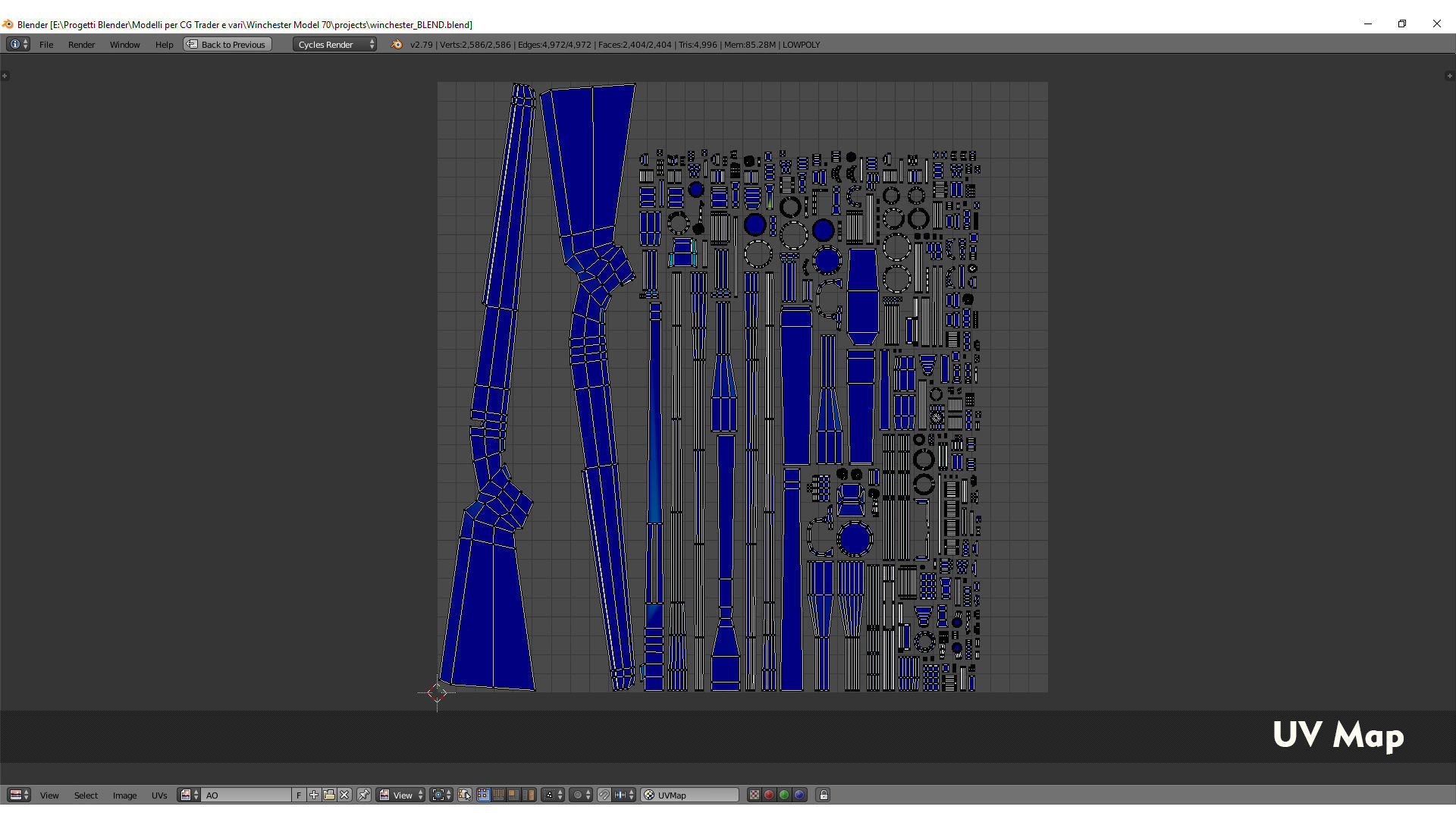 Winchester Model 70 Low-poly 3D model_10