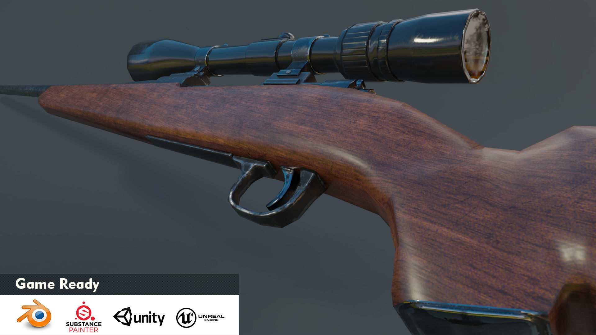 Winchester Model 70 Low-poly 3D model_3