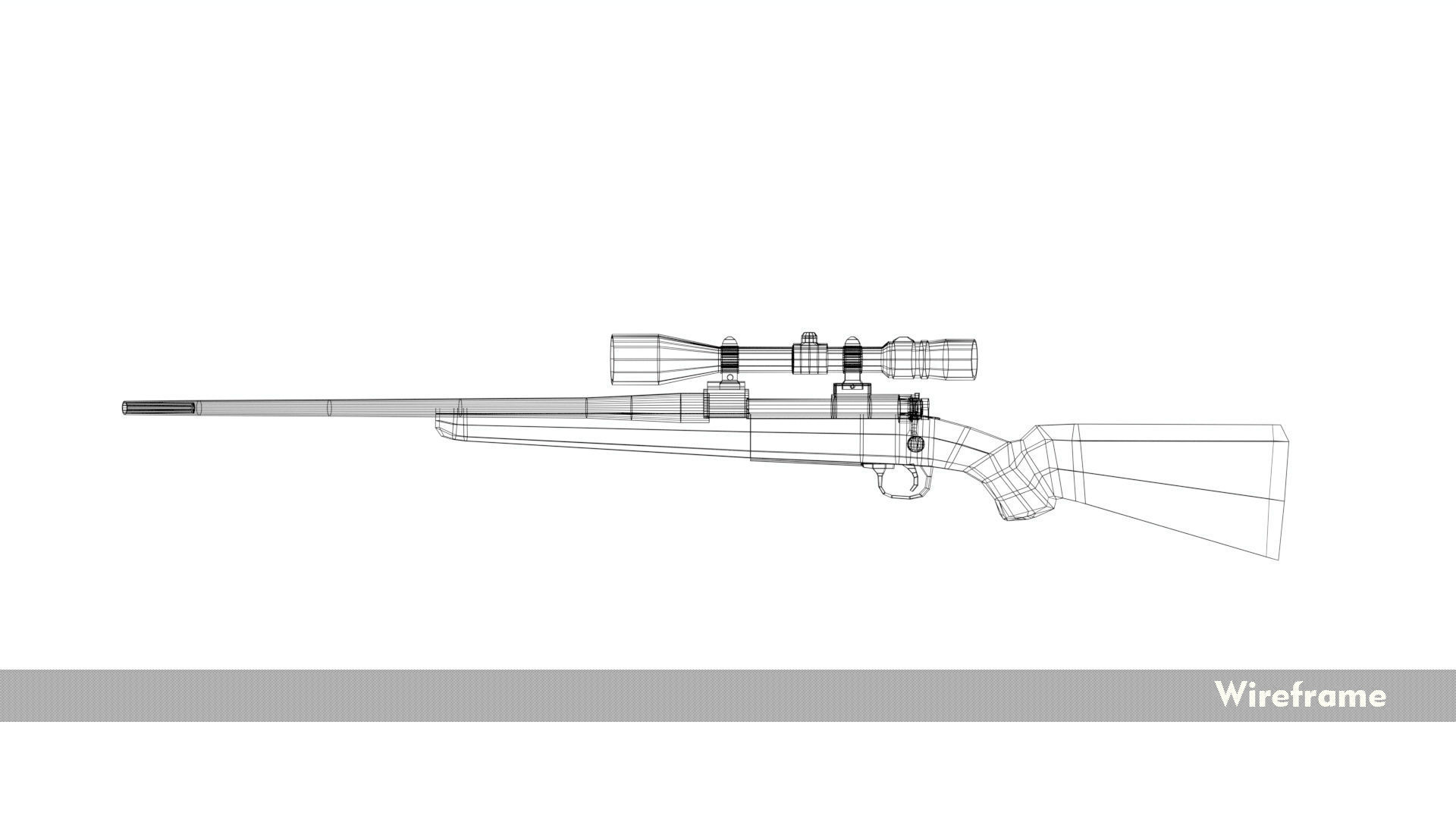 Winchester Model 70 Low-poly 3D model_11