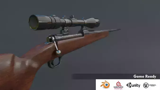 Winchester Model 70 Low-poly 3D model